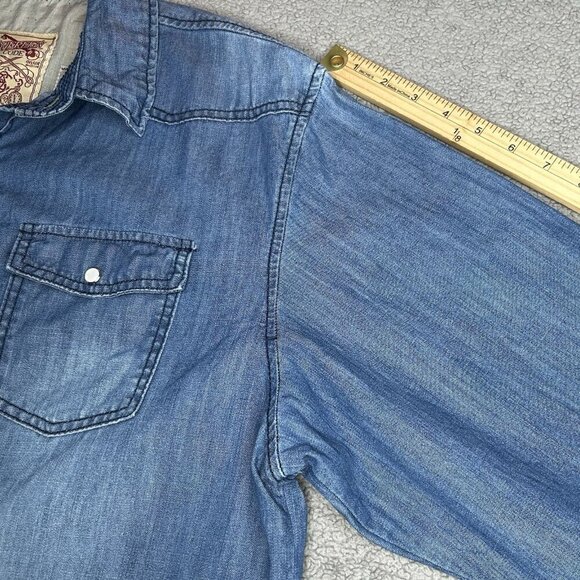 Sovereign Code Shirt Mens 2XL Denim Pearl Snap Western Cowboy Work Rodeo Outdoor - Picture 13 of 16